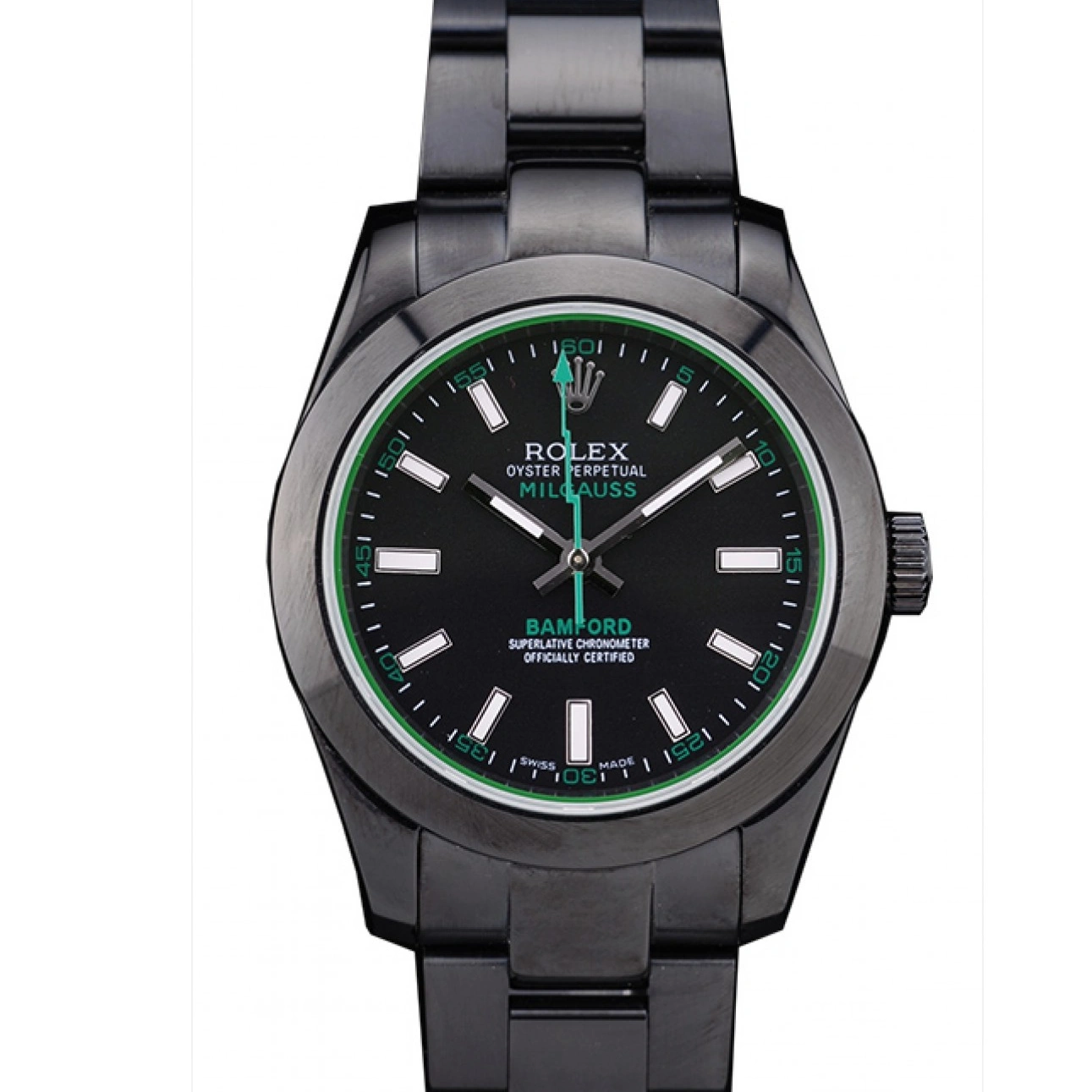 Good Copy Rolex Watches 7476 Stainless Black Dial Plated Milgaus Steel Bamford Bezel Ion Rolex 1016